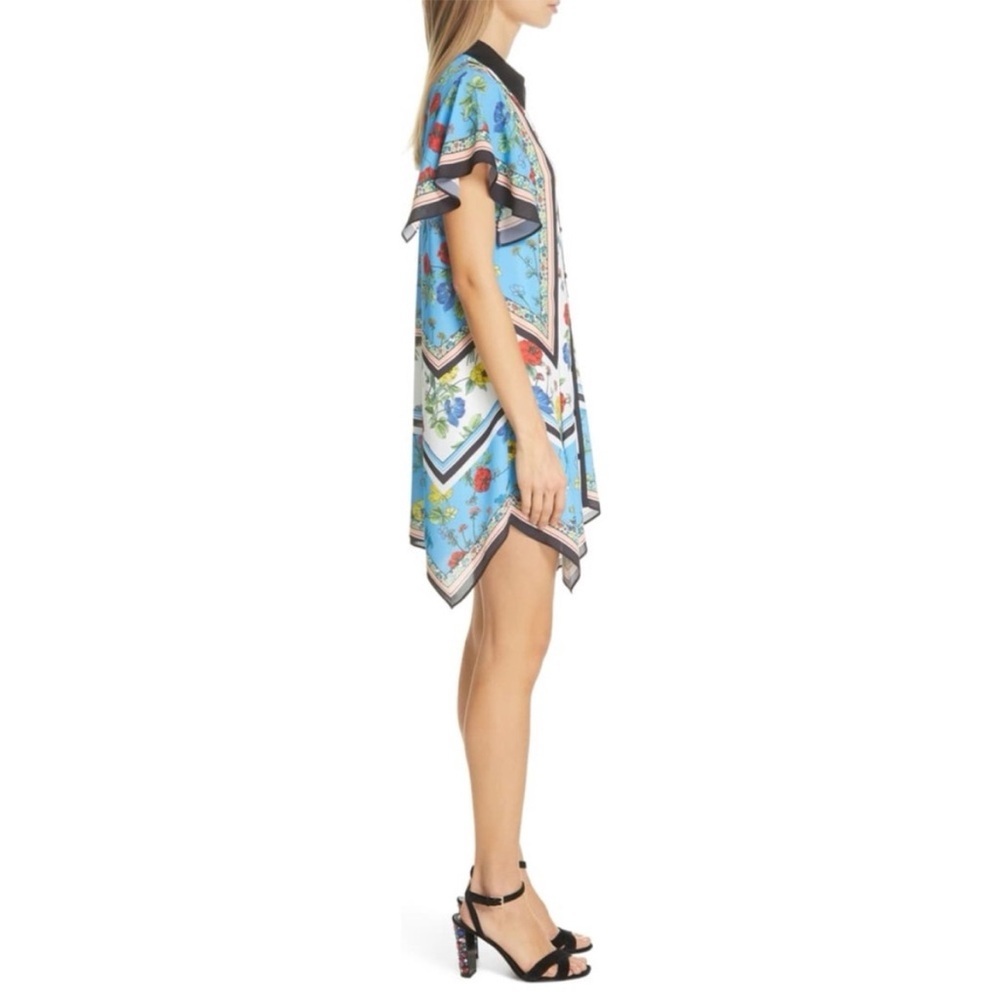 Alice + Olivia Conner Floral Scarf Handkerchief Floral Shirt Dress Size Medium - Picture 4 of 15